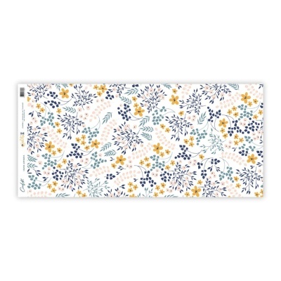 Papel estampado floral colorido sobre fundo branco