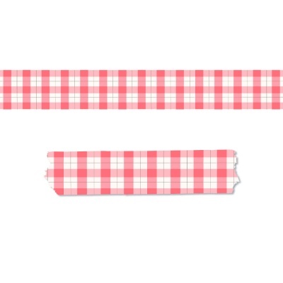 Fita adesiva decorativa xadrez vermelho e branco