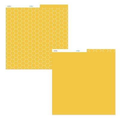 Folhas de papel decorativo amarelo com padrão hexagonal branco