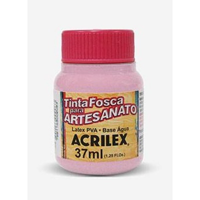 Frasco de tinta rosa para artesanato Acrilex 37 ml com tampa vermelha.