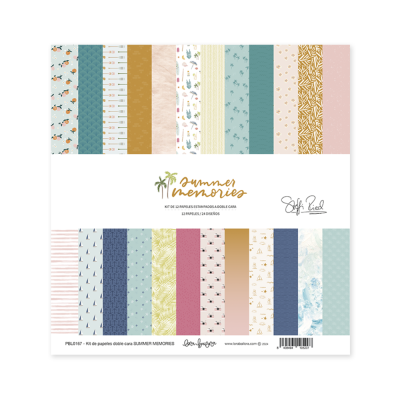 Conjunto de papéis decorativos coloridos para artesanato com temas de verão