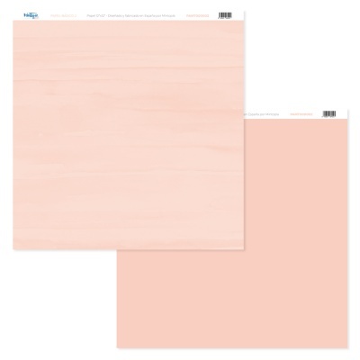 Papel decorativo rosa claro com textura de madeira e texto na borda