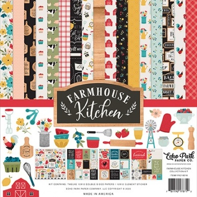 Padrões decorativos e elementos de recorte com tema de cozinha farmhouse e fazenda