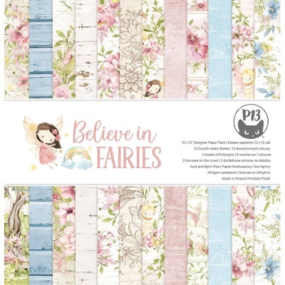 Papéis decorativos com temas de fadas, flores e padrões pastel para artesanato