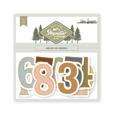 Pacote de patches de números em tecido coloridos em embalagem branca