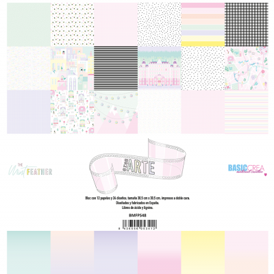 Papel decorativo com vários padrões coloridos em estilo pastel e infantil