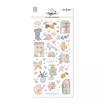 Autocolantes decorativos de primavera com casas, flores, animais e elementos da natureza