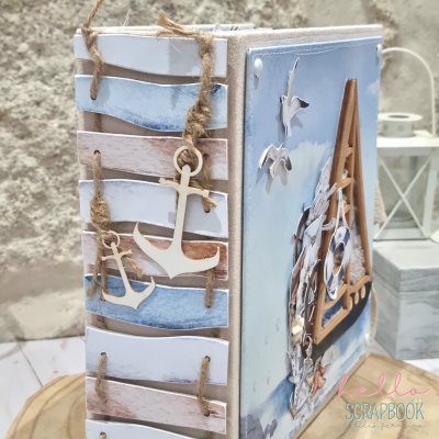 Caixa decorativa caixa temática marítima com âncoras de madeira e elementos náuticos