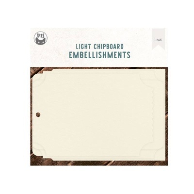 embellishments chipboard leve retangular creme com cantos decorativos