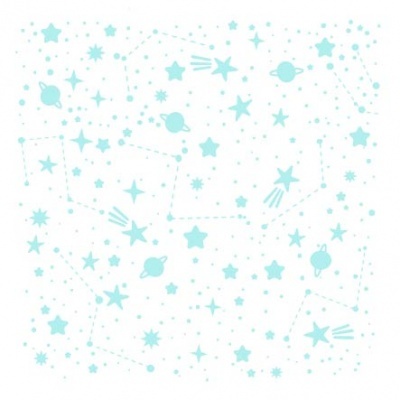 Papel de parede azul-claro com padrão de estrelas e planetas