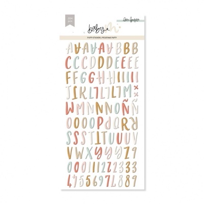 Autocolantes de letras e números coloridos estilo manuscrito em folha