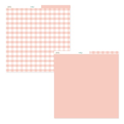 Papel decorativo em padrão vichy rosa e branco para manualidades