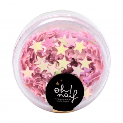 Frasco com estrelas decorativas rosa e amarelas oh! nail