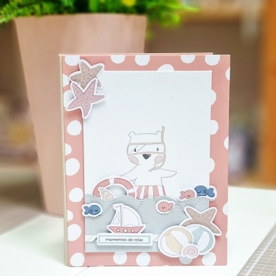 Álbum Fotos Scrapbook com temática de praia. Presente criativo para as fotos das crianças