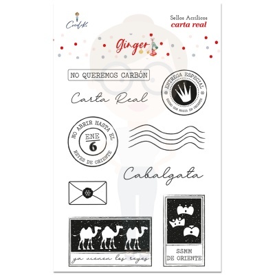 selos acrílicos com textos e desenhos para carta real e reis de oriente