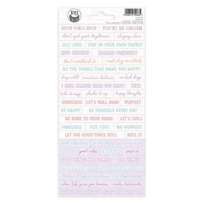 Folha de autocolantes com frases motivacionais coloridas