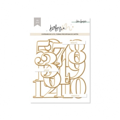Kit de formas recortadas em cartão com números em castanho para temas de bebé