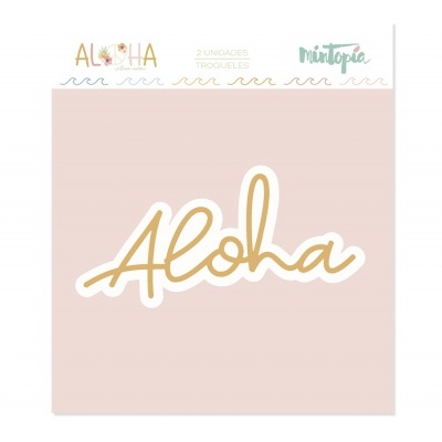 troquel de palavra 'Aloha' dourada em fundo branco