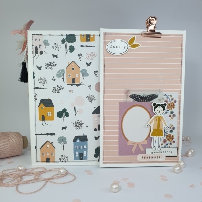 Duas agendas com capas decoradas e elementos de papel destacável