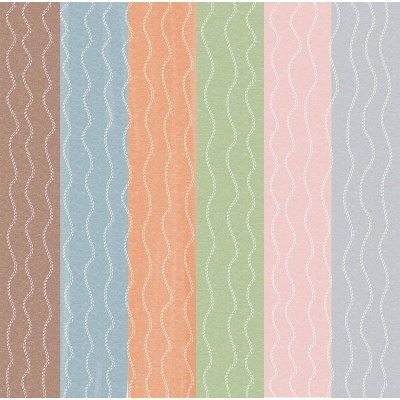 tecidos coloridos com padrão de ondas brancas verticais