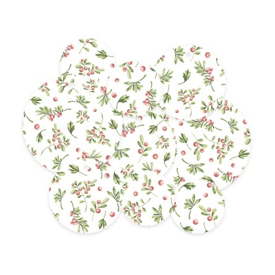 Guardanapos de papel com padrão botânico de ramos verdes e bagas vermelhas