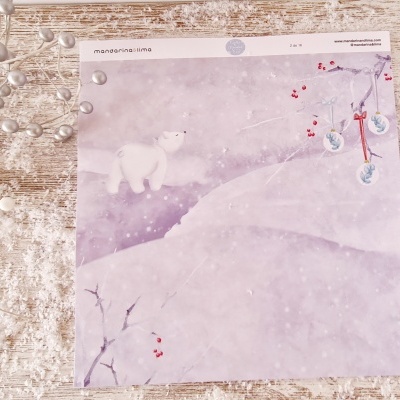 Bloco de papel decorativo com design de urso polar e tema de inverno