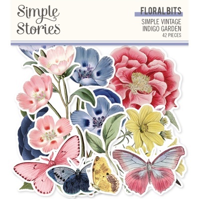Recortes decorativos florais e borboletas em papel colorido