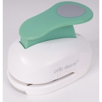 perfurador branco e verde com marca artis decor