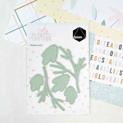 Conjunto de 6 peças de troquel com desenho de ramos e folhas verdes