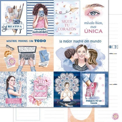 Postais ilustrados com mensagens motivacionais em espanhol e desenhos artísticos