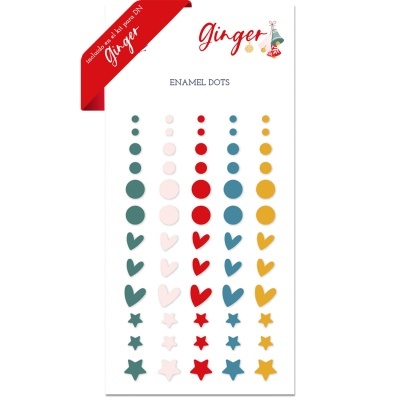 Autocolantes esmaltados em forma de pontos, corações e estrelas de várias cores