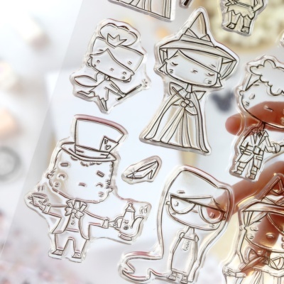 Autocolantes transparentes de personagens de fantasia em estilo cartoon