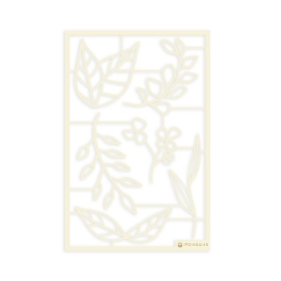 Painel decorativo branco com folhas estilizadas