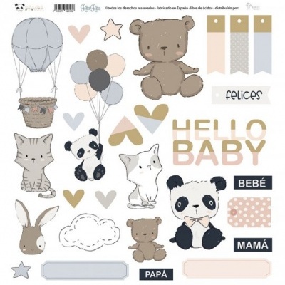 Autocolantes bebé com animais e texto em tons pastel