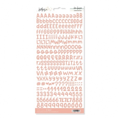 Folha de autocolantes alfabeto rosa claro maiúsculas e minúsculas