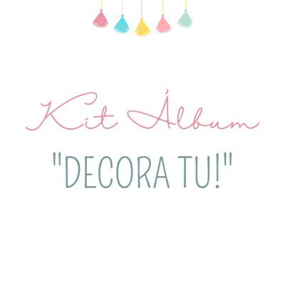 Texto Kit Álbum DECORA TU! com decoração colorida no topo