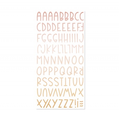 Alfabeto em tons laranja e bege impresso em folha branca