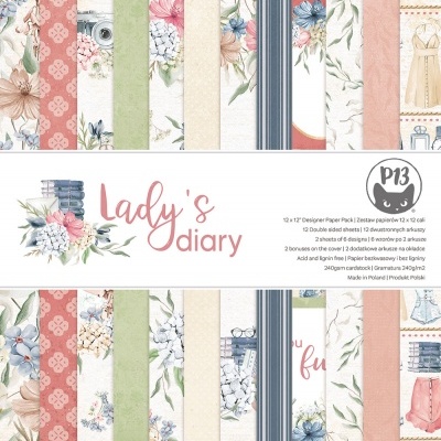 Conjunto de papéis decorativos Lady's Diary com estampas florais e vintage
