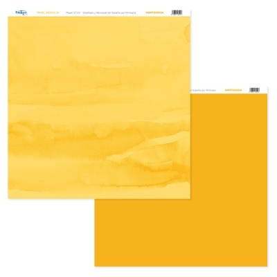 Folhas de papel para scrapbooking amarelas com padrão aquarela e amarelo liso