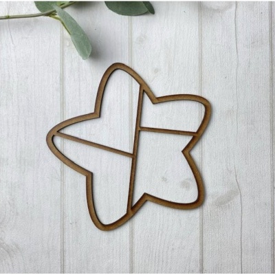 Suporte decorativo em madeira formato estrela de cinco pontas