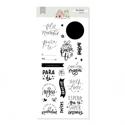 Etiqueta autocolante Natal com textos preto e branco