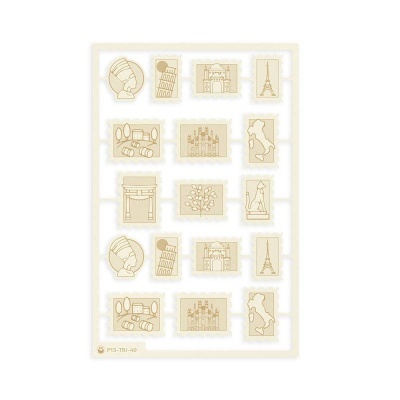Folha de carimbos de silicone com desenhos de monumentos famosos da Europa em bege
