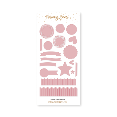 Cartão com formas decorativas rosa claro para scrapbooking e texto Memory Keeper