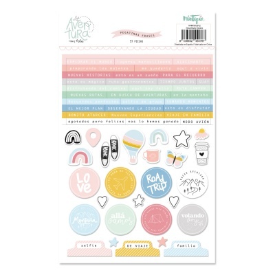 Folha de autocolantes coloridos Avery Turo com frases e ícones em tons pastel