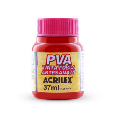 Frasco de tinta acrílica vermelha fosca Acrilex 37ml