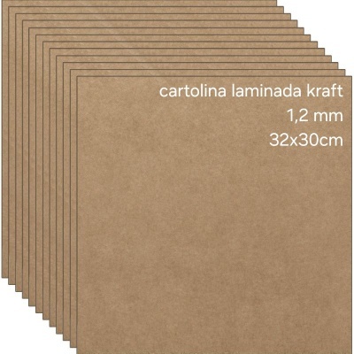 Cartolinas laminadas cor kraft 1,2 mm 32x30 cm