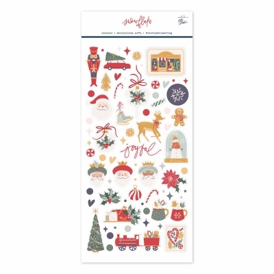 Conjunto de autocolantes decorativos natalícios com vários motivos festivos coloridos