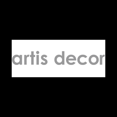 Texto 'artis decor' em cinzento claro num fundo branco.