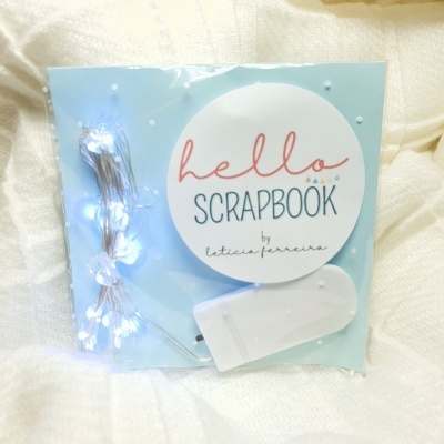 Pacote de luzes LED com etiqueta hello SCRAPBOOK