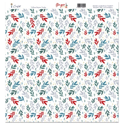 Papel decorativo com padrão de ramos coloridos